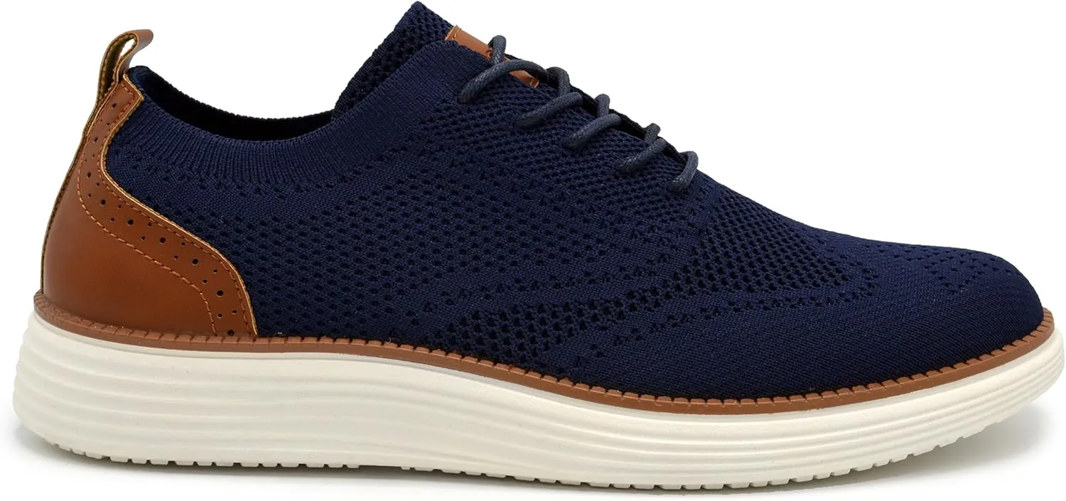 AKADEMIKS Mens Olney Wingtip Knit Oxford, Sleek Breathable Dress Shoes