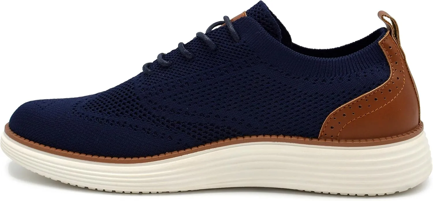 AKADEMIKS Mens Olney Wingtip Knit Oxford, Sleek Breathable Dress Shoes