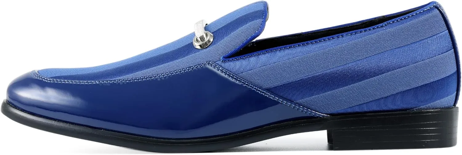 Amali Fay Velvet Men??s Slip-On Shoes with Gold Chain Ornament Dress Shoes for Men Velvet Formal Loafers for Men The Original Smoking Men Tuxedo Dress Shoes