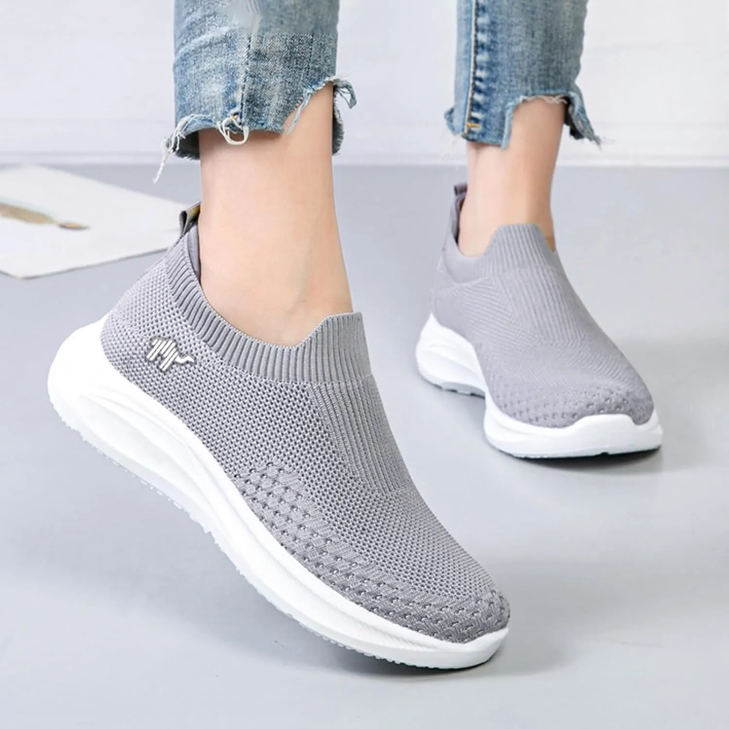 AngryMonkey Women Breathable Orthopedic Sneakers Slip On Walking Shoes,Comfort Mesh Non-Slip Lightweight Cushion Diabetic Shoes Slip On Sneakers