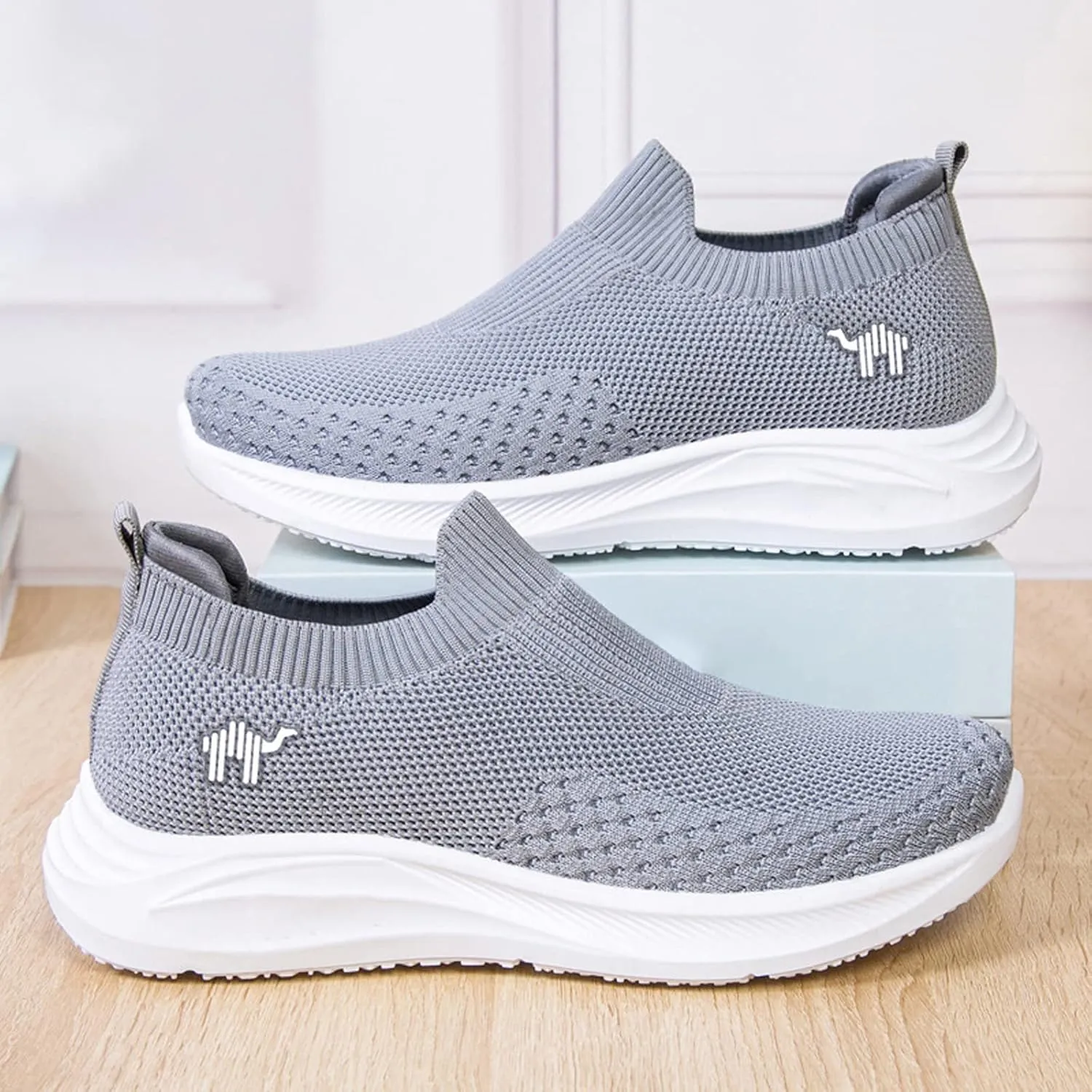 AngryMonkey Women Breathable Orthopedic Sneakers Slip On Walking Shoes,Comfort Mesh Non-Slip Lightweight Cushion Diabetic Shoes Slip On Sneakers