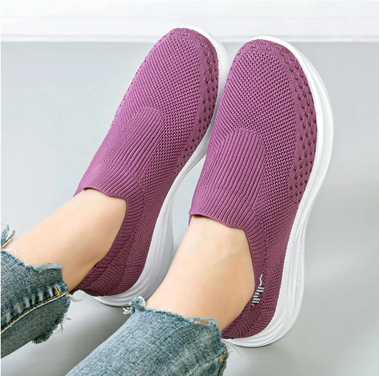 AngryMonkey Women Breathable Orthopedic Sneakers Slip On Walking Shoes,Comfort Mesh Non-Slip Lightweight Cushion Diabetic Shoes Slip On Sneakers