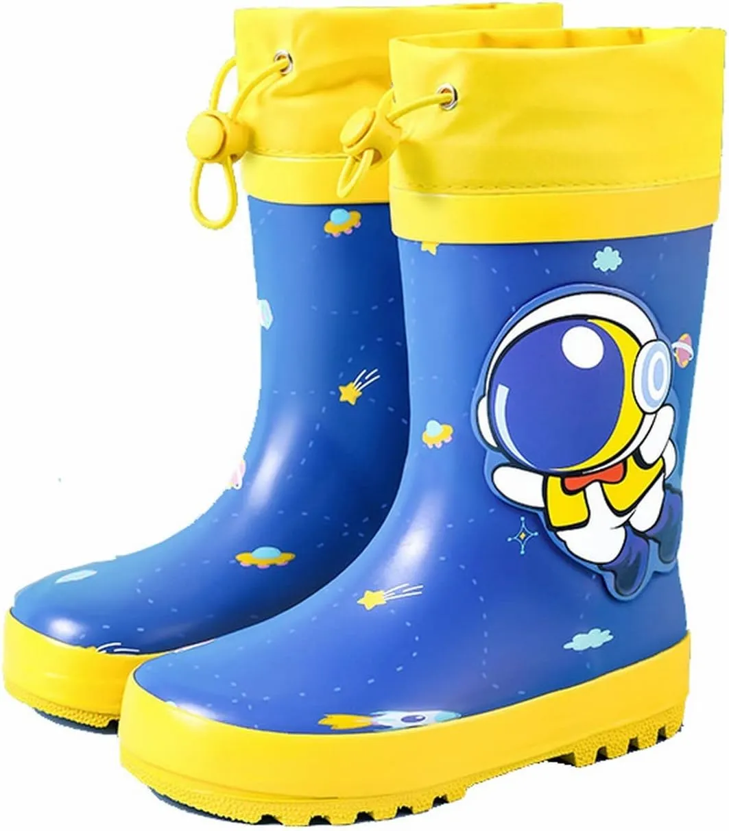 Children Boys Girls Mid Calf Rain Boots Waterproof Shoes Kids Adorable Patterns Lightweight Anti Slip Outdoor Shoes