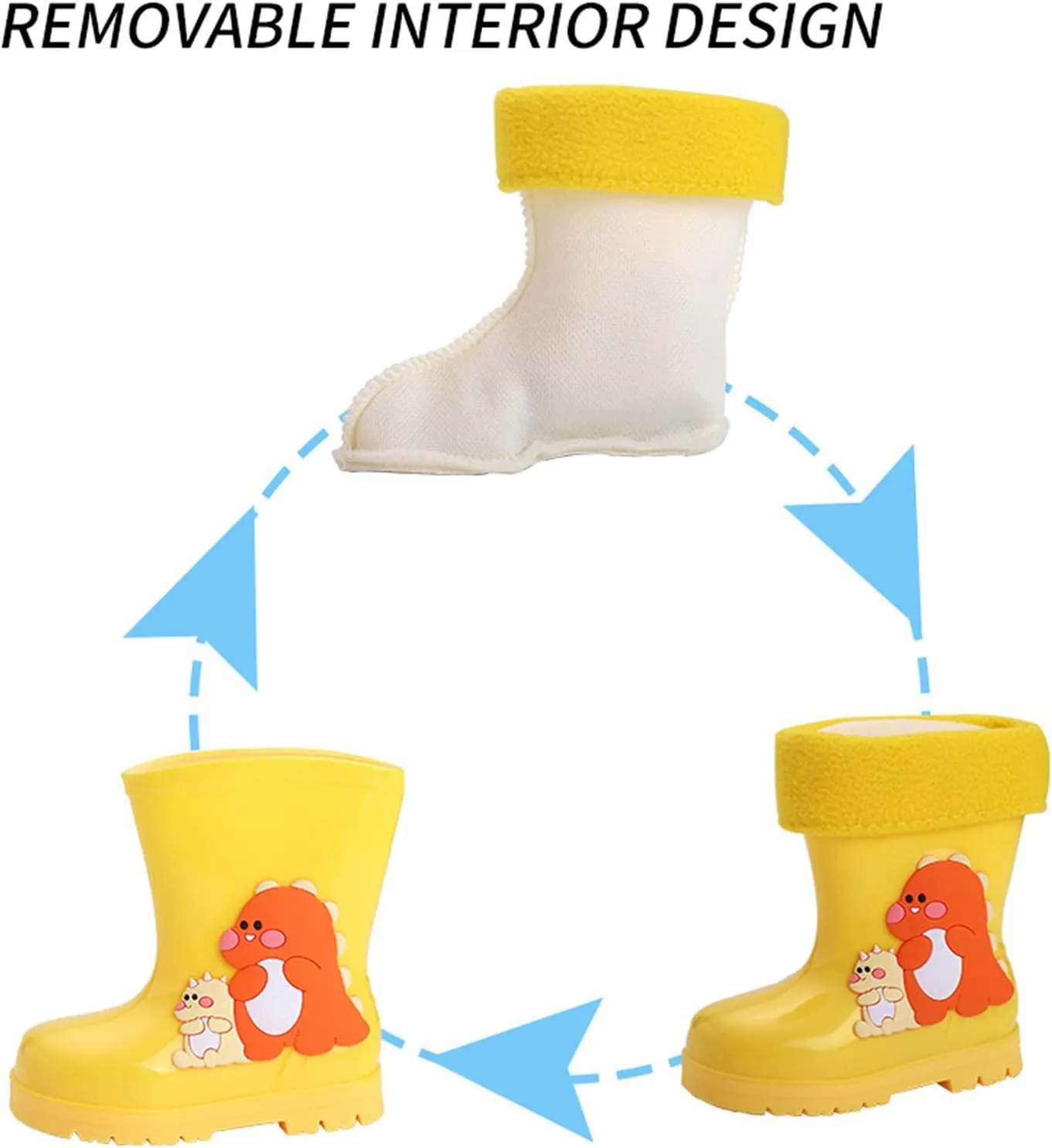 Children Rain Boots Comfortable Wrapped Cartoon Removble Interior Design Children Rain Shoes Little Girls Suede Boots