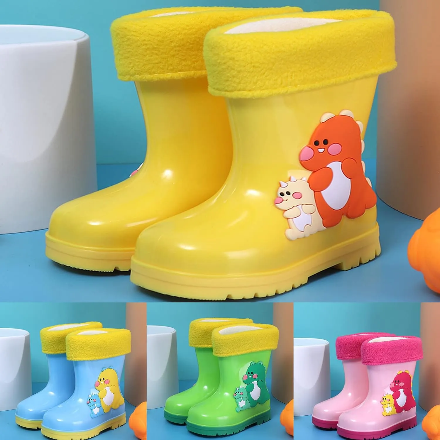 Children Rain Boots Comfortable Wrapped Cartoon Removble Interior Design Children Rain Shoes Little Girls Suede Boots