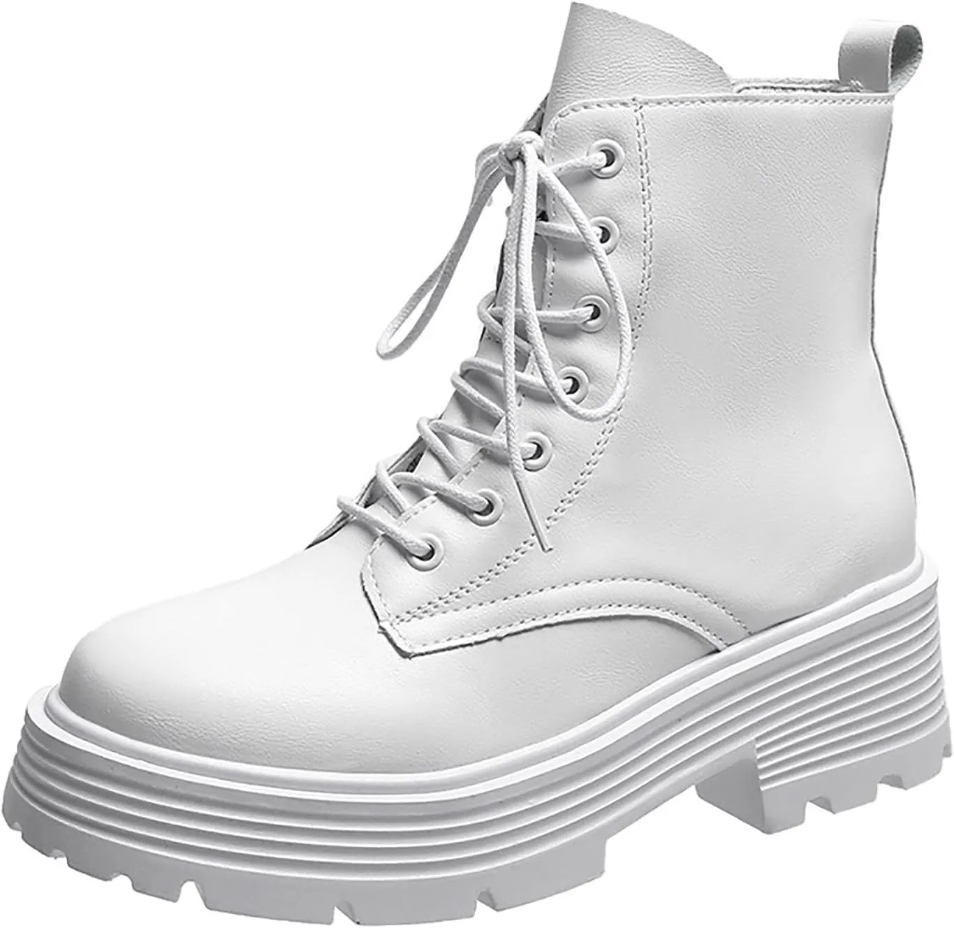 Combat Boots for Women Platform Boots Womens Fashion Thick Sole Mid Short Sleeve Boots Plush Warm Outdoor Boots Comfy