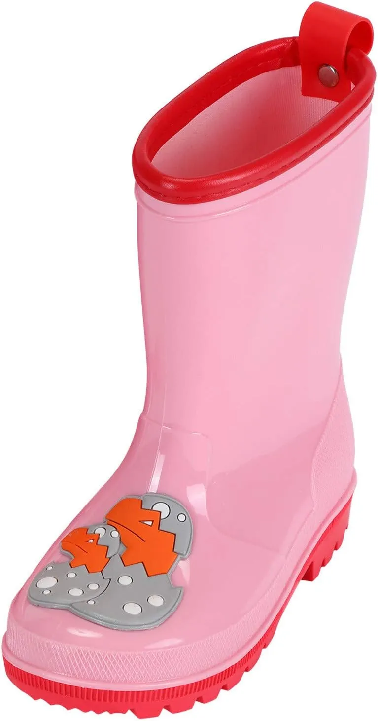 EnJoCho Rain Boots for Girl Toddler Waterproof Rain Boots 3-9T Kids Baby Boys Cartoon Rubber Waterproof Rain Shoes Rain Boots