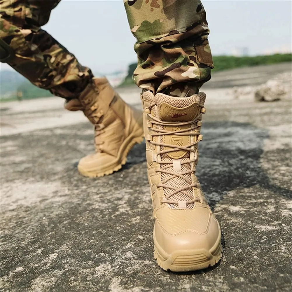 GEXECEUSS Military Boots for Men Side Zipper Lightweight Combat Outdoor Rubber Outsole Boots Hiking Motorcycle Combat Boots Desert Boots