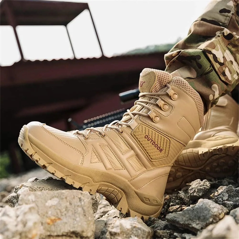 GEXECEUSS Military Boots for Men Side Zipper Lightweight Combat Outdoor Rubber Outsole Boots Hiking Motorcycle Combat Boots Desert Boots