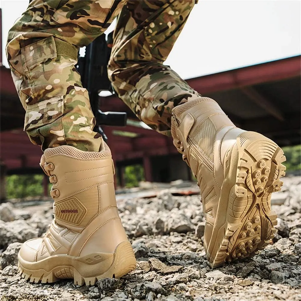 GEXECEUSS Military Boots for Men Side Zipper Lightweight Combat Outdoor Rubber Outsole Boots Hiking Motorcycle Combat Boots Desert Boots