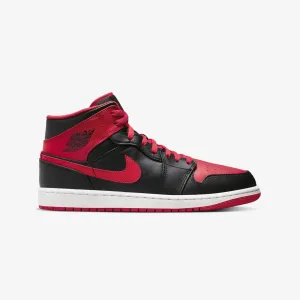 Jordan | AIR JORDAN 1 MID { BLACK/FIRE RED-WHITE