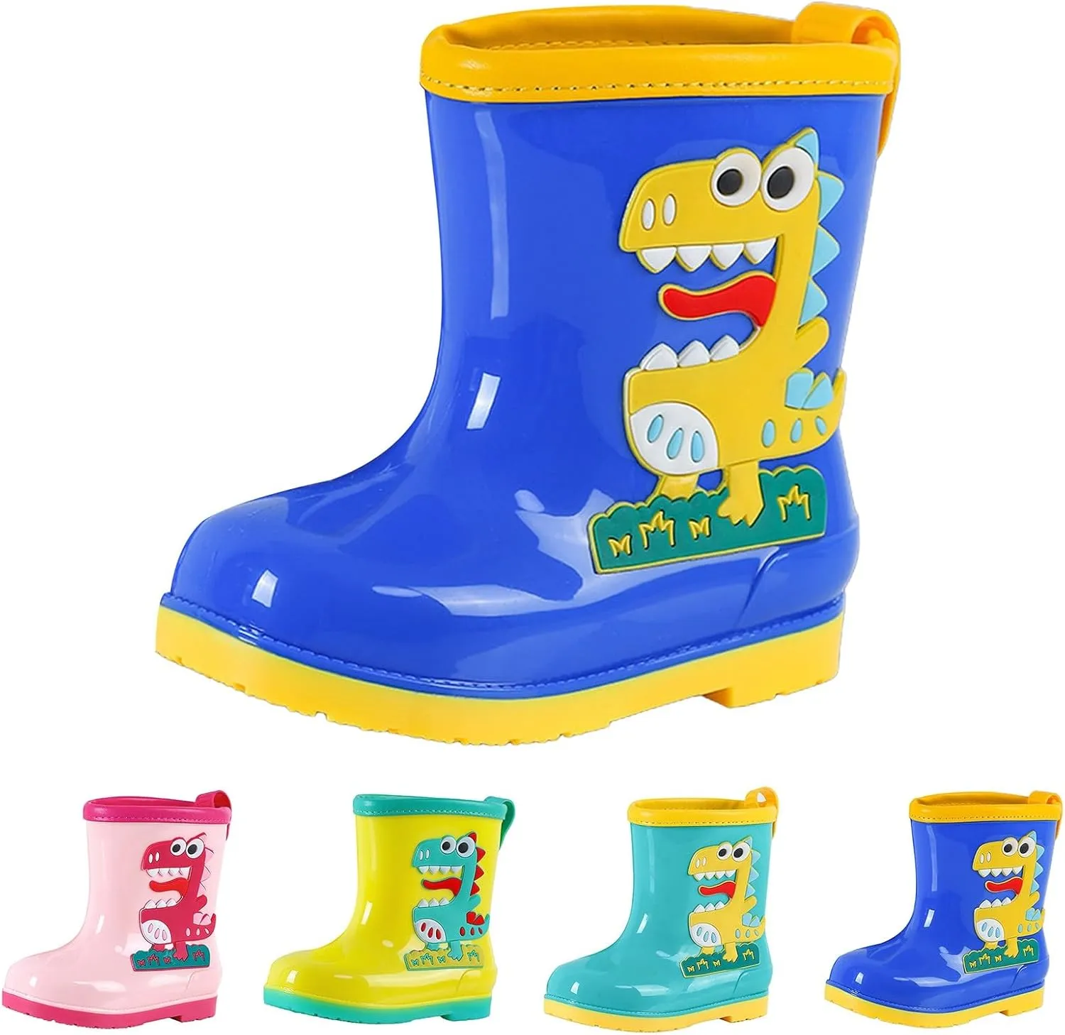 Kids Dinosaur Rain Boots Rubber Waterproof Toddler Rain Boots Cute Cartoon Boys Girls Mud Boots Water Shoes