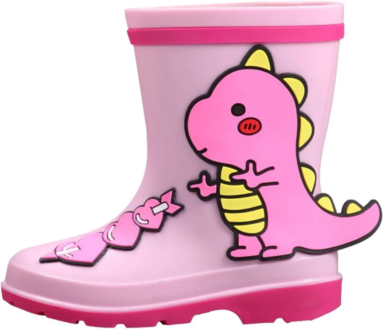 Kids Toddler Rain Boots for Girls Boys Dinosaur Cartoon Patterns Waterproof Rain Shoes Boot with Non Slip Sole