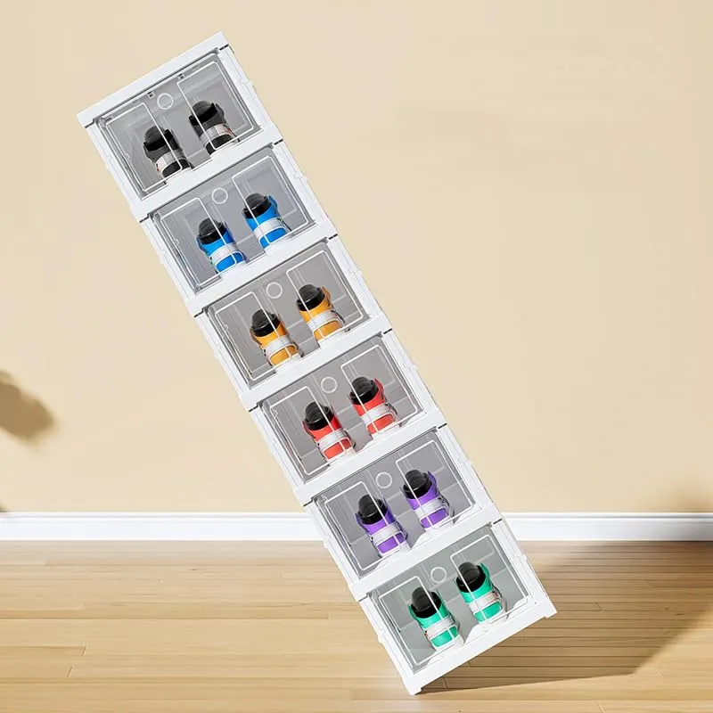 Kuber Industries 3 Layer Shoe Box for Storage|Multi-Purpose Plastic Shoe Rack|Installation Free Shoe Organizer|White|
