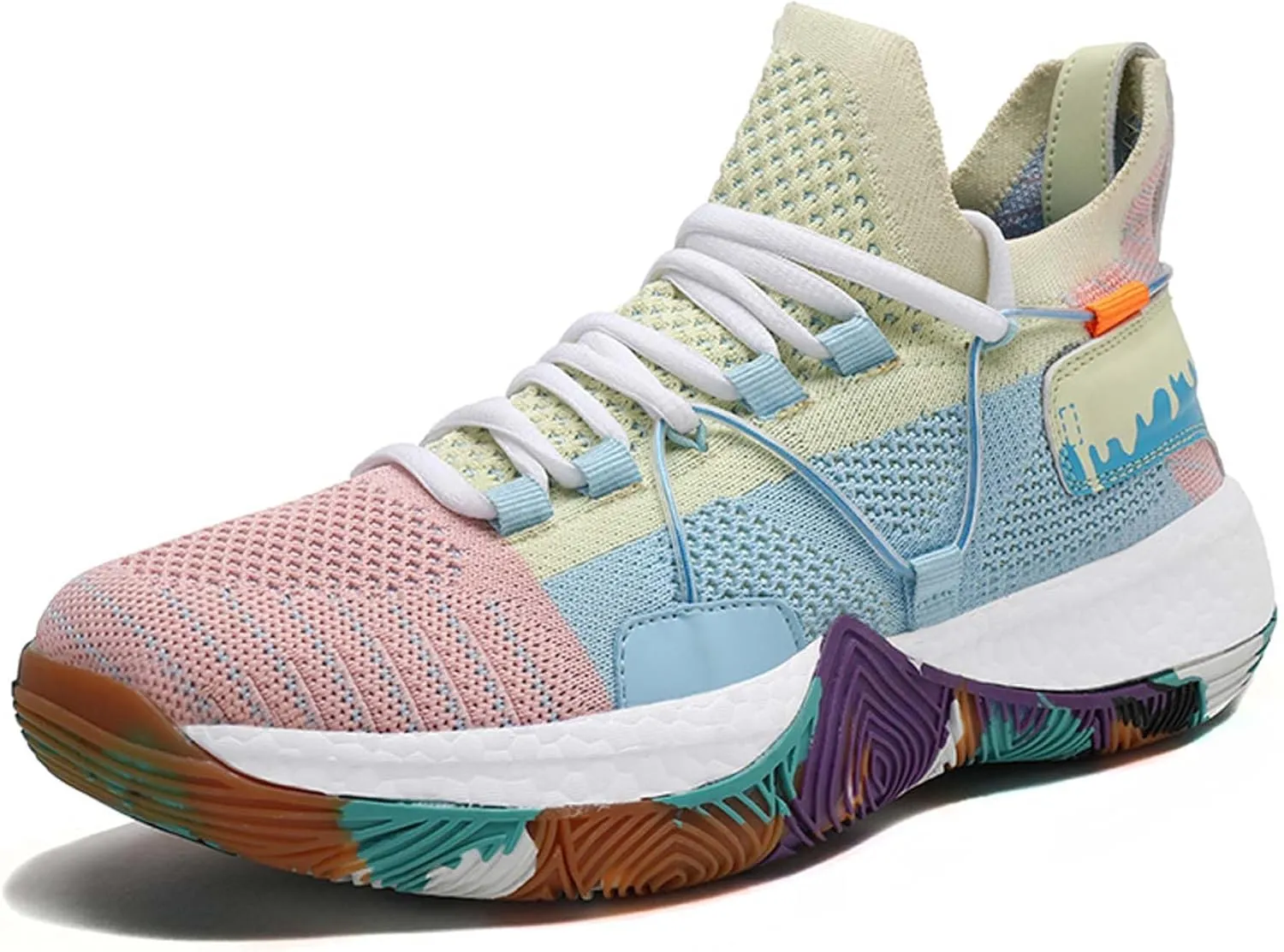 Mens and Womens Mesh Fabric Breathable Basketball Sneakers Mid Top Lace Up Casual Sneakers Non Slip and Breathable Fitness Training Shoes Lightweight Outdoor Hiking Shoes Baseball Sneakers