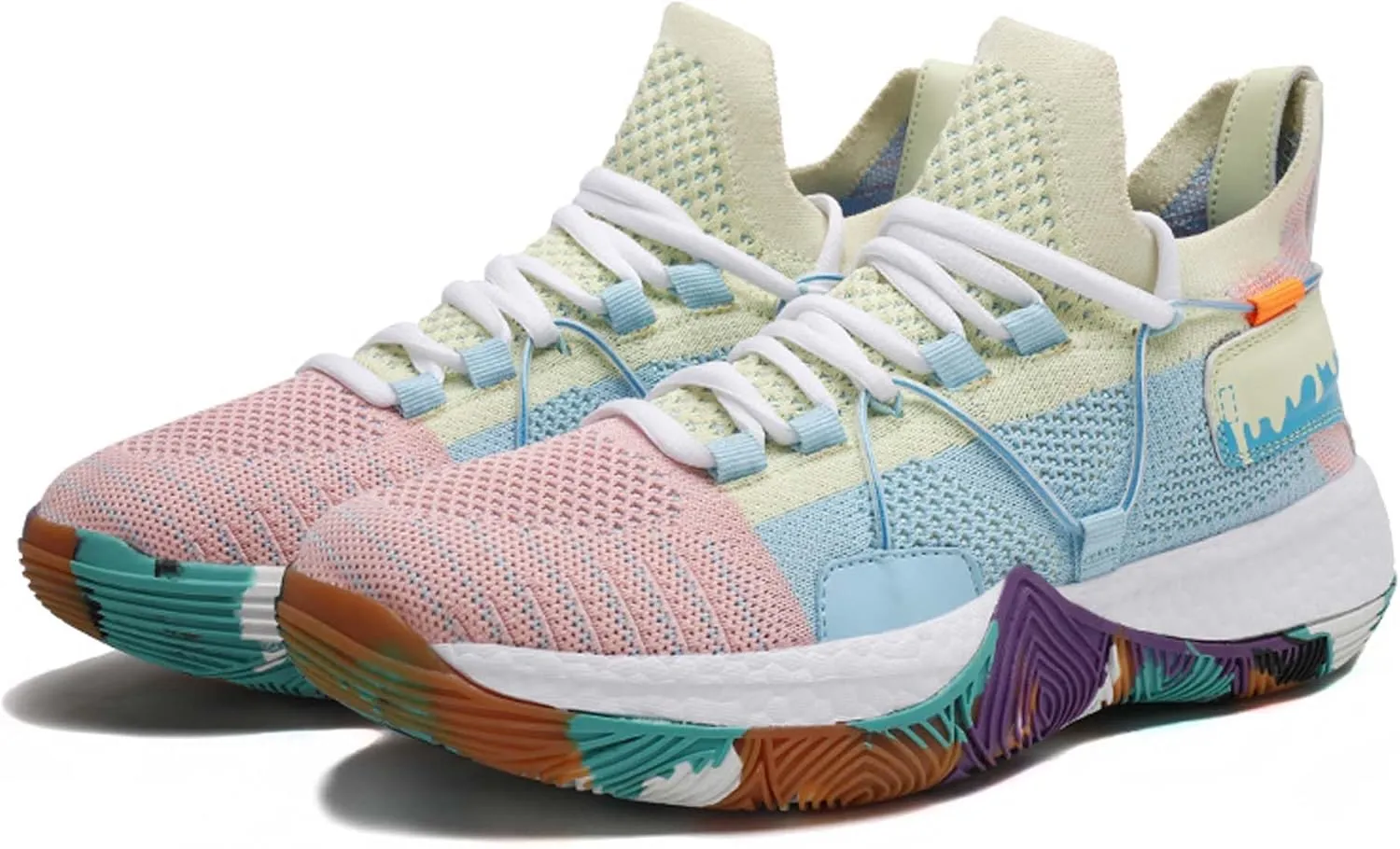 Mens and Womens Mesh Fabric Breathable Basketball Sneakers Mid Top Lace Up Casual Sneakers Non Slip and Breathable Fitness Training Shoes Lightweight Outdoor Hiking Shoes Baseball Sneakers