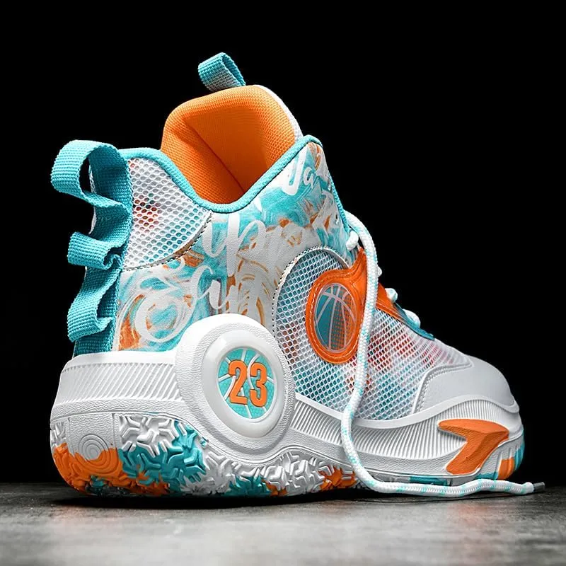 Mens Basketball Shoes Fashion Graffiti Non-Slip Breathable Running Sneakers Outdoor Casual Athletic Tennis Walking Sport Shoes