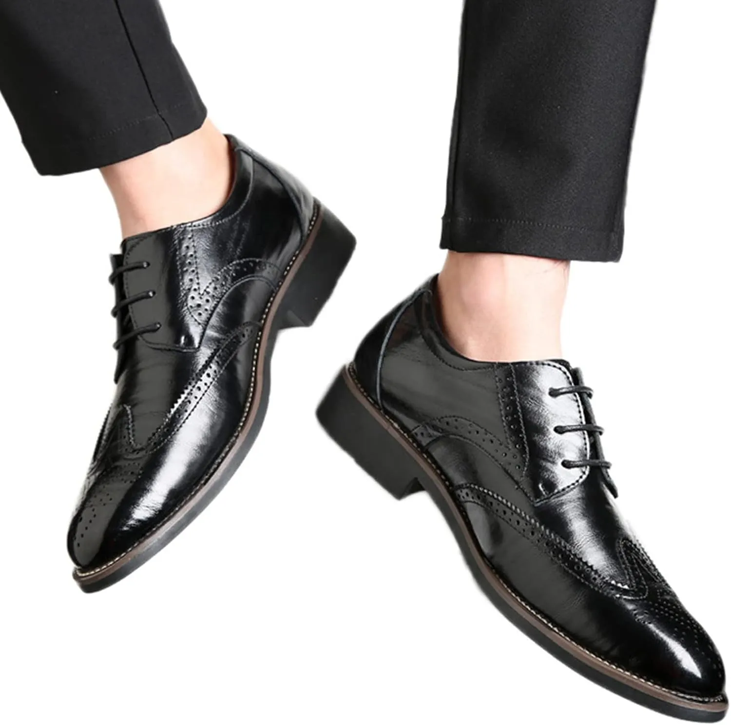 Men's Dress Shoes Size 14 Extra Wide Classical Style Men's Breathable Hollow Business Casual Pointed Loafer Dress Shoes