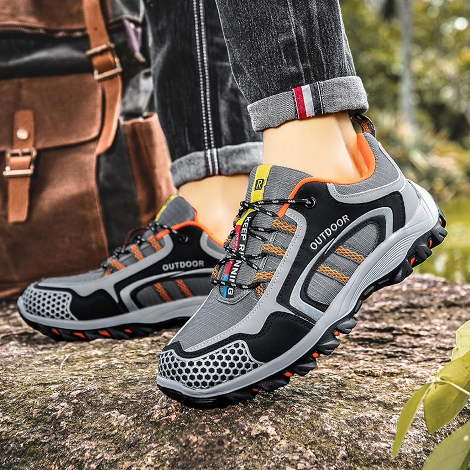 Men's Hiking Shoes Non-slip Climbing Shoes Lightweight Breathable Outdoor Sports Cross-country Shoes and Travel Shoes - Wear-resistant and Comfortable - Rubber non-slip outsole