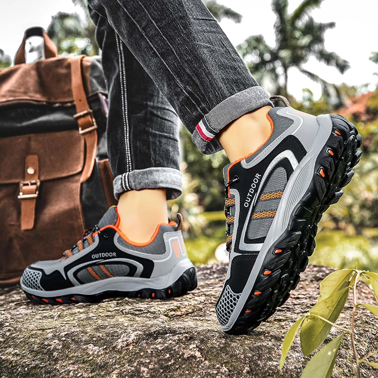 Men's Hiking Shoes Non-slip Climbing Shoes Lightweight Breathable Outdoor Sports Cross-country Shoes and Travel Shoes - Wear-resistant and Comfortable - Rubber non-slip outsole