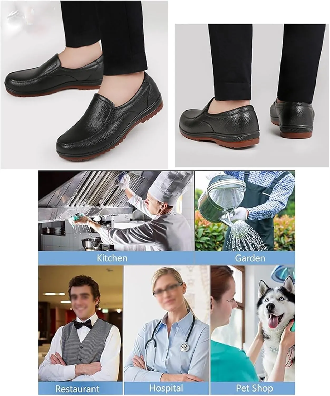 Mens Kitchen Chef Shoe, Men's Non Slip Oil Resistant Wide Waterproof Breathable Professional Chef Shoe, Lightweight Resistant Service Walking Sneakers, for Kitchen and Food Service Work