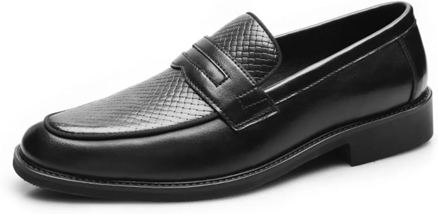 Men's PU Leather Slip-On Dress Shoes Wide Fit Wedding Party Wingtip Loafers