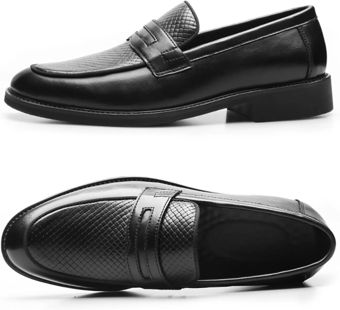Men's PU Leather Slip-On Dress Shoes Wide Fit Wedding Party Wingtip Loafers
