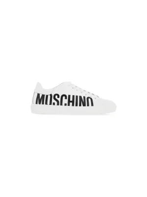 Moschino Logo Embossed Leather Sneakers