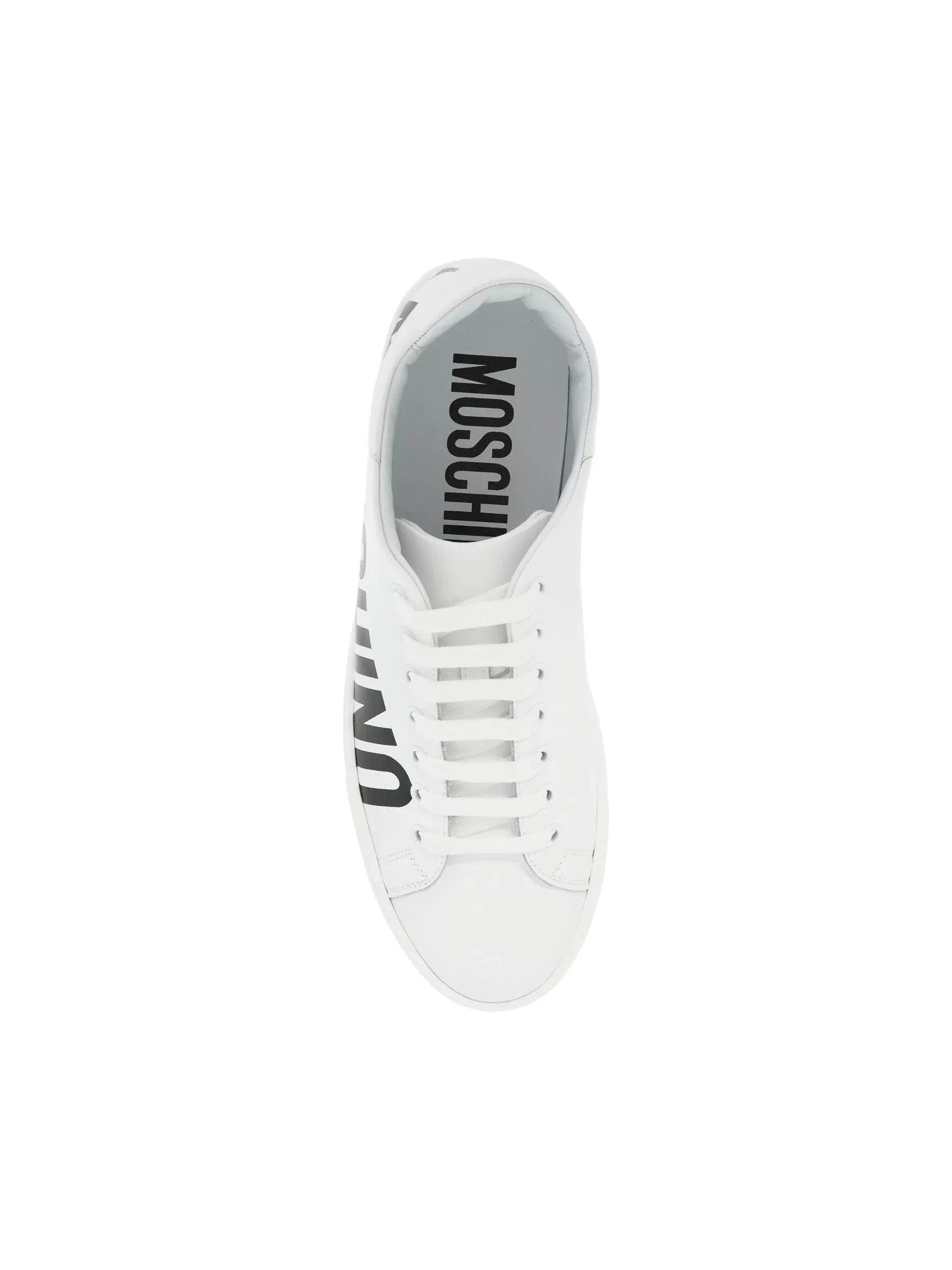 Moschino Logo Embossed Leather Sneakers