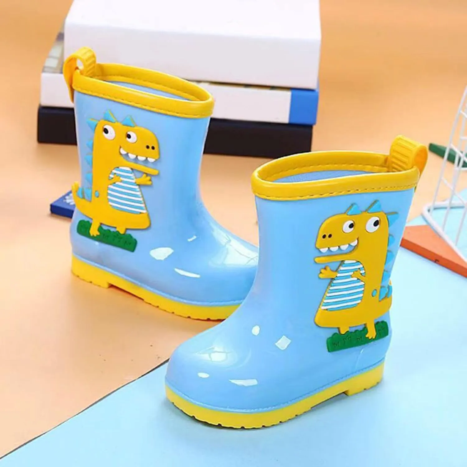 Rain Boots Toddler Toddler Kids Waterproof Rain Boots Cartoon Infant Boys Girls PVC Rain Boots Toddler (Blue, 6-7 Years)