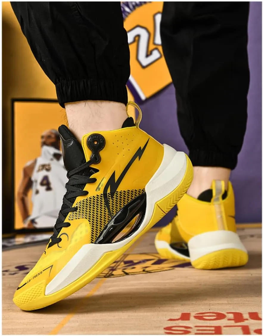 SUKKCCNO Men's Shock Absorption, Wear-Resistant and Luminous Basketball Shoes, Teenagers' Breathable Sneakers, Breathable and Comfortable