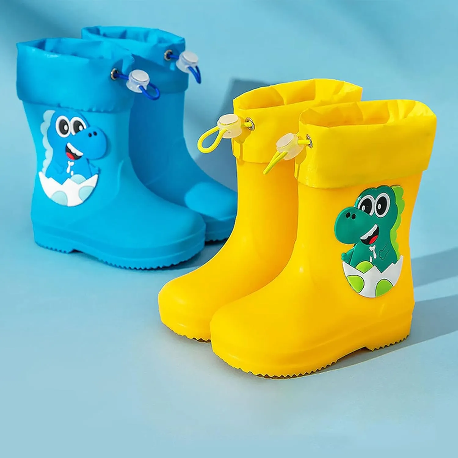 Toddler Dinosaur Rain Boots with Adjustable Buckle Infant Lightweight Non Slip Rainboots Kids Boys' Snow Boots