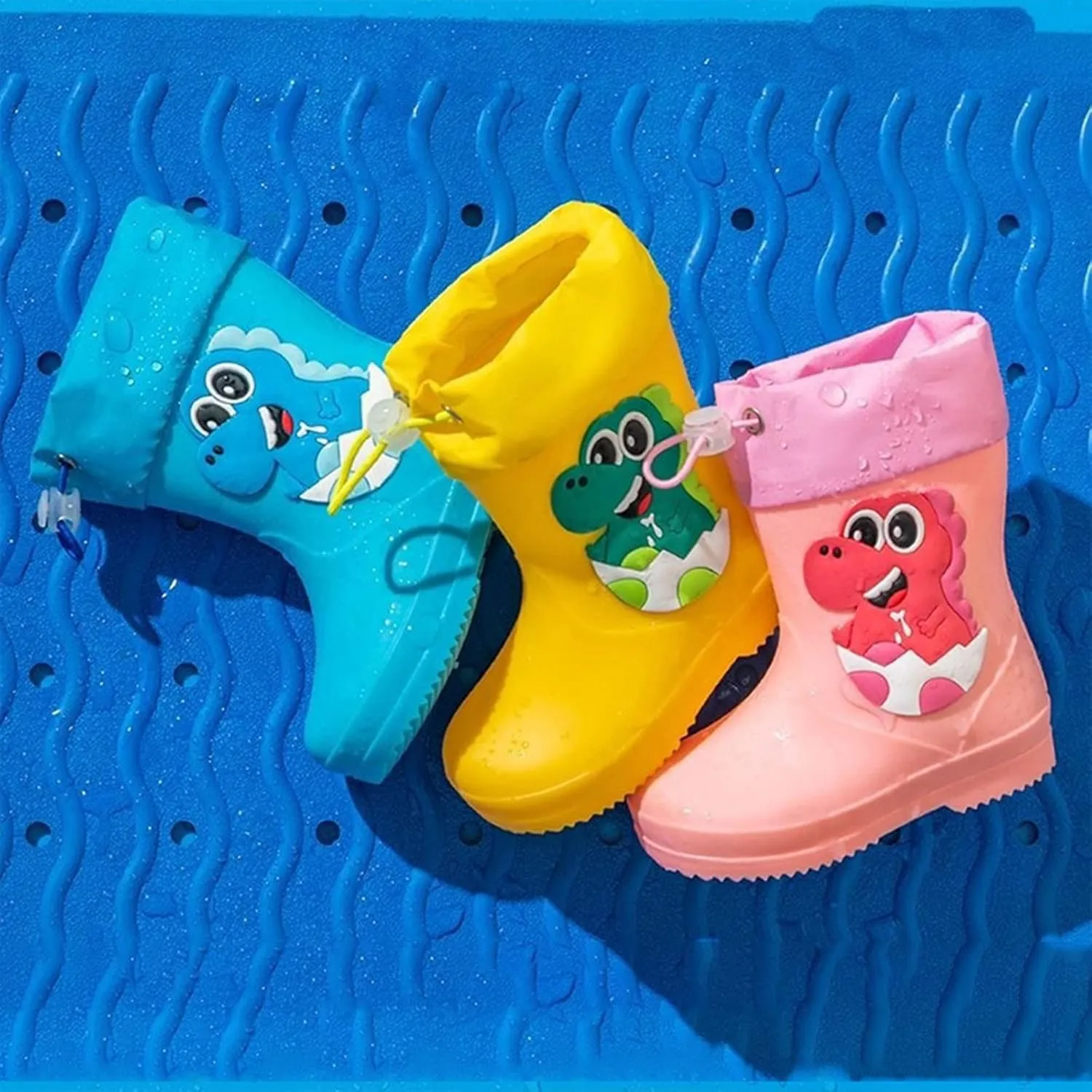 Toddler Dinosaur Rain Boots with Adjustable Buckle Infant Lightweight Non Slip Rainboots Kids Boys' Snow Boots