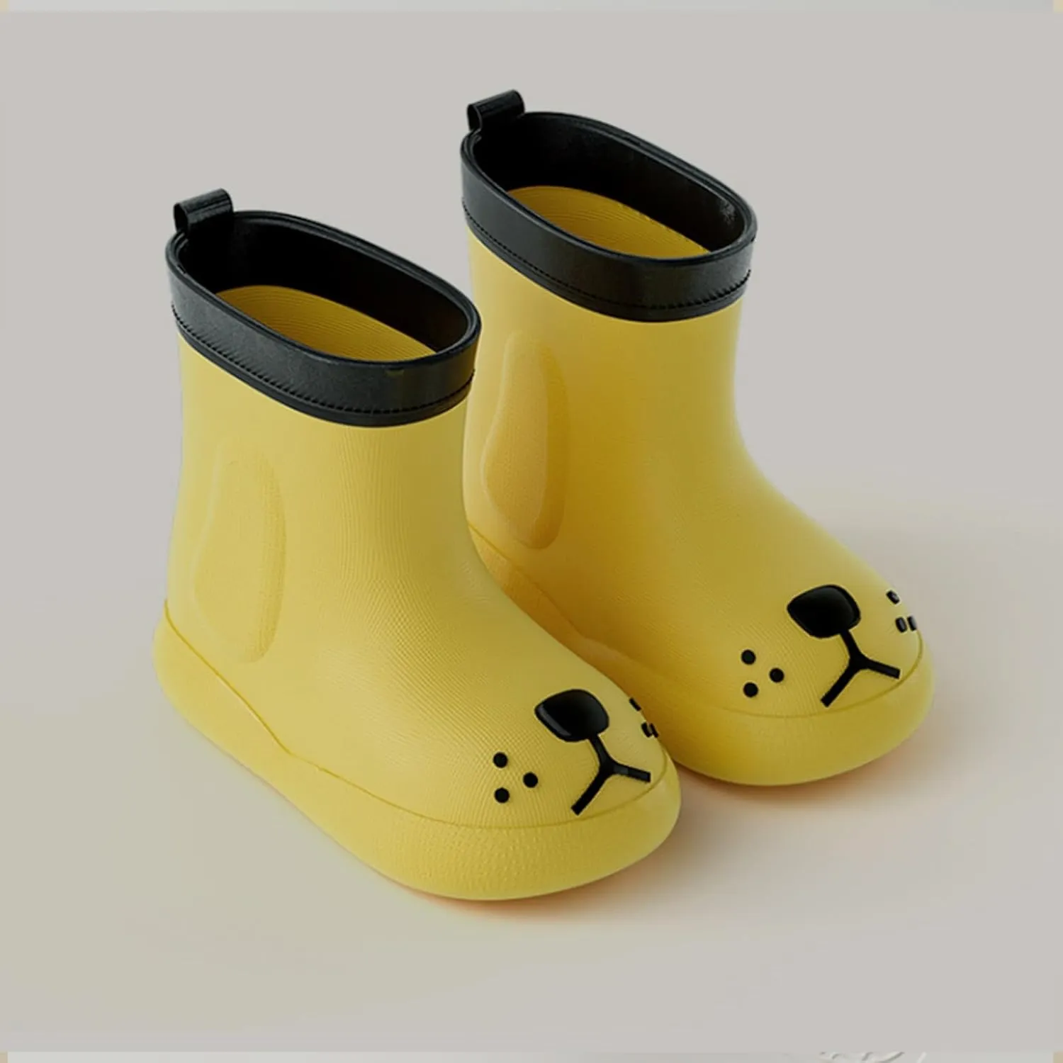 Toddler Kids Waterproof Cute Cartoon Rain Boots Rubber Soft Sole Outdoor Play Work Shoes for Little Boys Girls