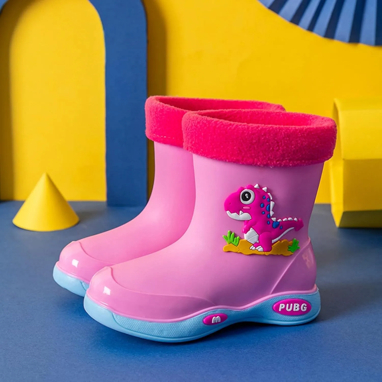 Toddler Warm Lined Rain Boots Baby Kids Dinosaur Rain Shoes Children Waterproof Winter Shoes for Water Shoes for Kids