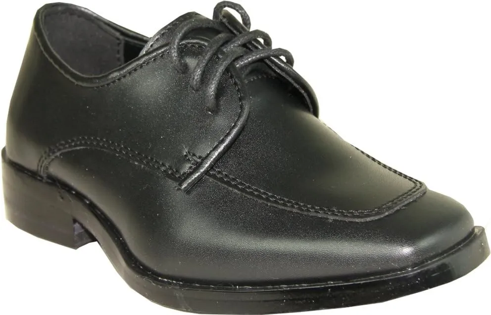 VANGELO Boy Tuxedo Shoe TUX-3K Square Toe for Wedding, School Uniform and Formal Event Black Matte 9K