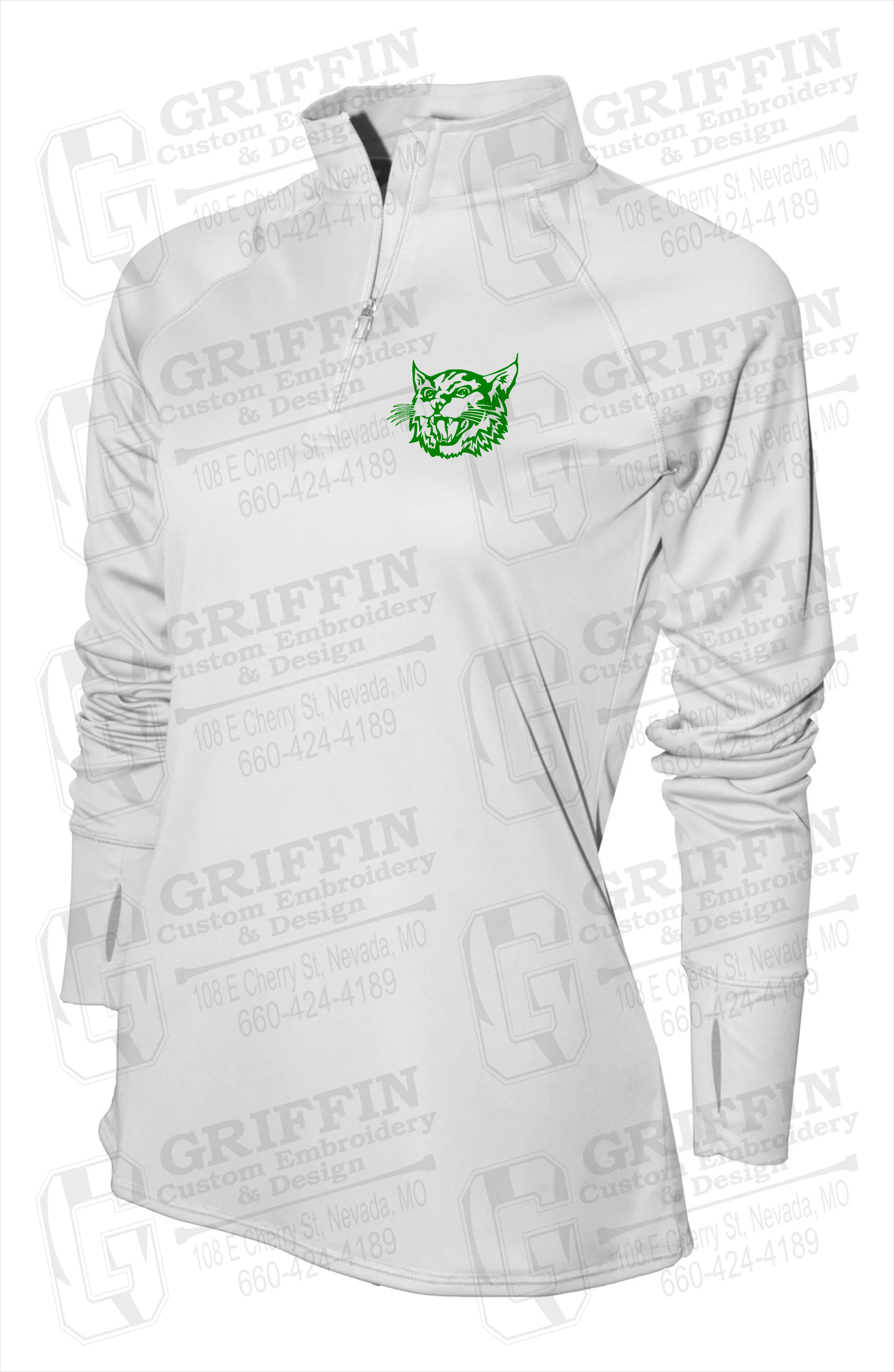 Women's Dry-Fit 1/4 Zip - Bronaugh Wildcats Logo