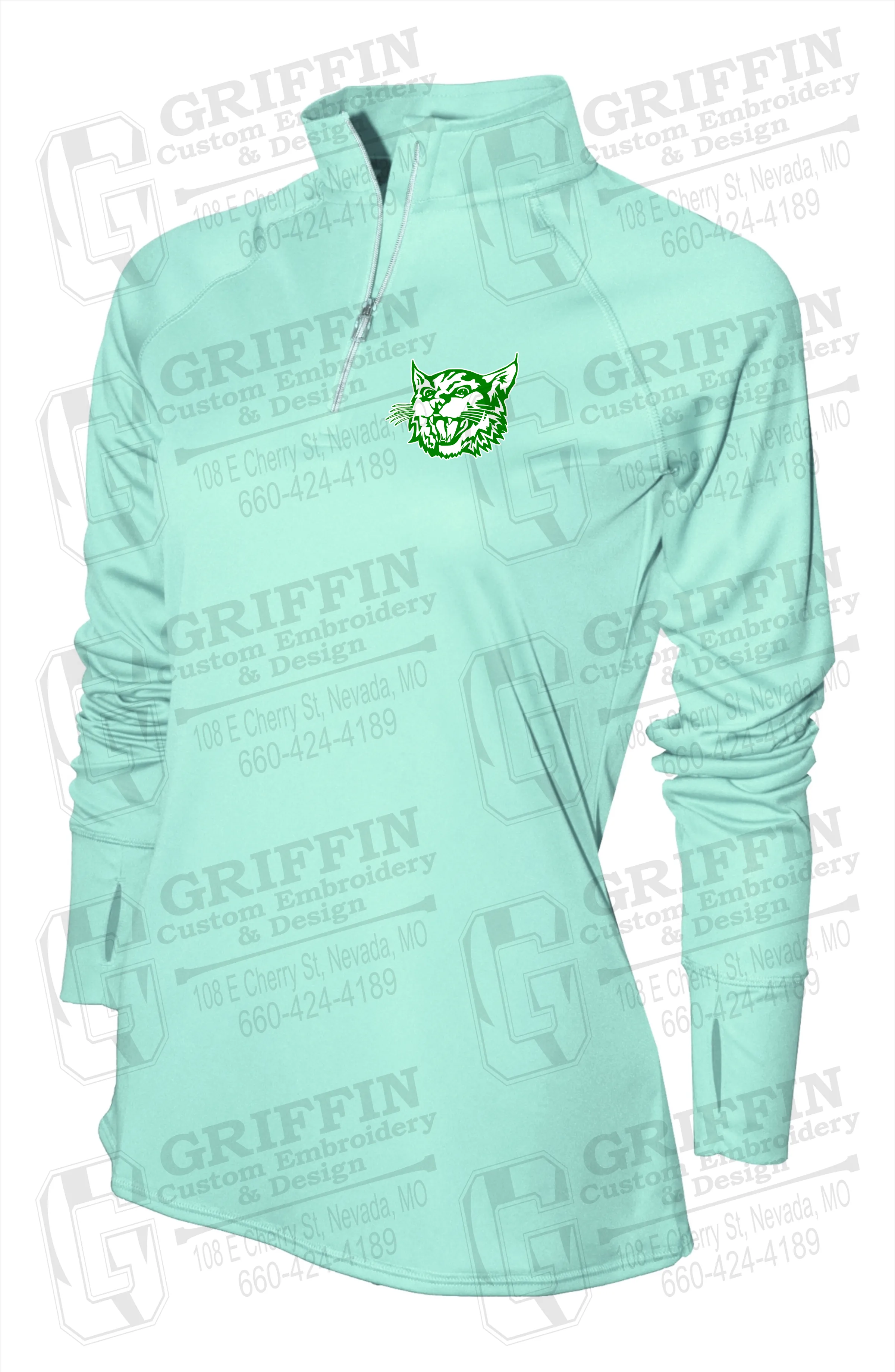Women's Dry-Fit 1/4 Zip - Bronaugh Wildcats Logo