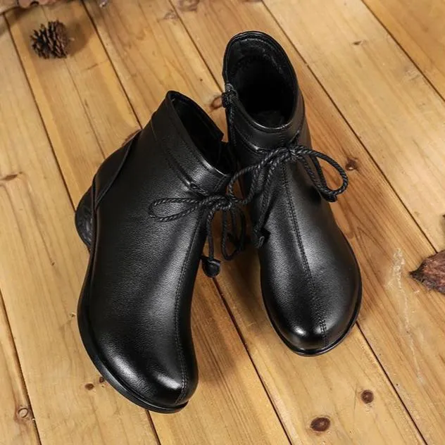 Women's Genuine Leather Zip Ankle Boots