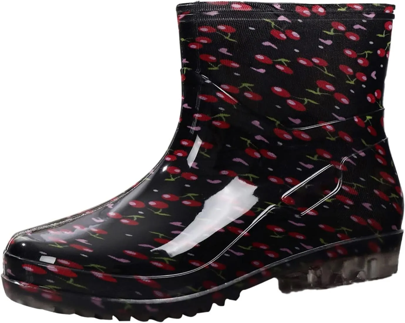 Women's Short Rain Boots Waterproof Slip On Ankle Chelsea Booties Cute Printed Rubber Outdoor Garden Shoes Rain Shoes
